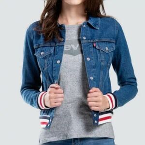 Levi's Trucker Jean Jacket Original Rib Trim Red W